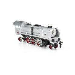 Parní lokomotiva Mikádo - stříbrná - Dvoukolejnicový systém